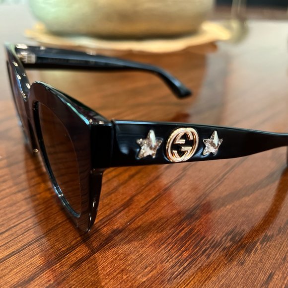 Gucci Rectangle Acetate GG Sunglasses w/ Crystal Stars - Picture 5 of 7